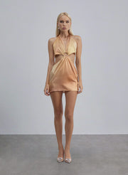 Purple Euphoria Halterneck Mini Silk Dress