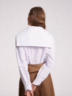 Sailor Collar Diagonal Cotton Shirt