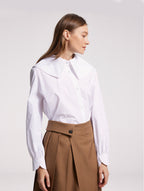 Sailor Collar Diagonal Cotton Shirt