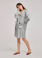 Satin Long-Sleeve Shirt Dress
