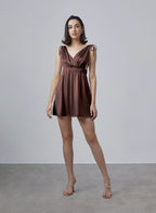 Shoulder Lace Silk Dress