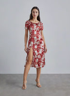 Side Slit Open Back Silk Dress