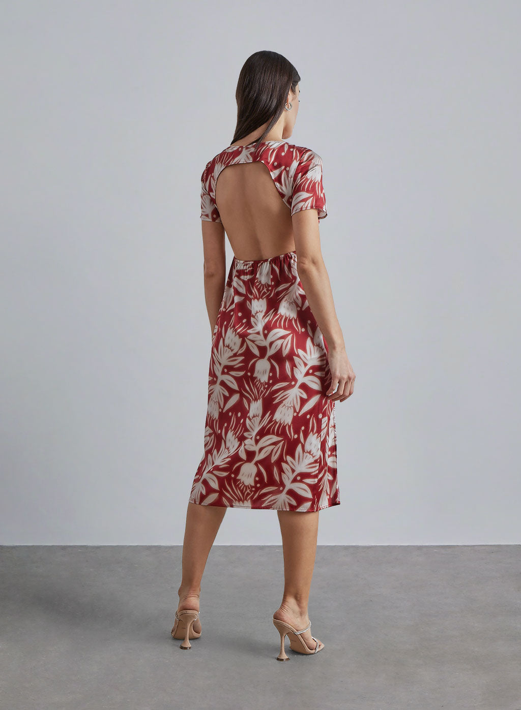 Side Slit Open Back Silk Dress