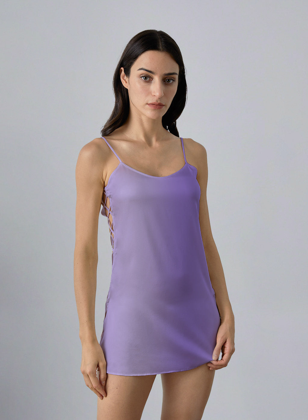 Flirty Side Cut Mini Slip Dress