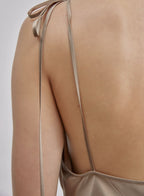 Ruched Single-Side Drawstring Bodycon Silk Dress