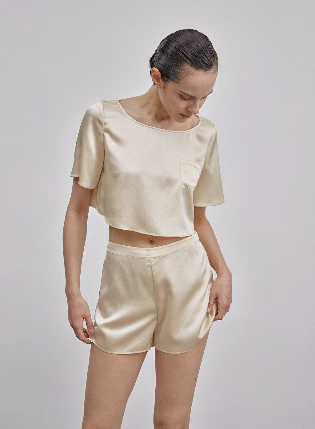 Pocket Silk Cropped Top