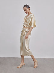 Athena Bow Tie Midi Silk Skirt – Nap Loungewear Bottoms