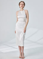 Slim Back Cross Midi Dress