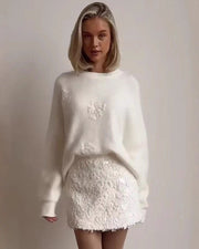 Solid color crew neck knitted jacquard sweater – Nap Loungewear Sweaters & Knitwear