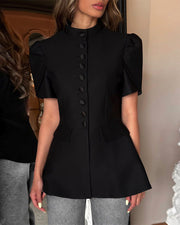 Stand up collar single-breasted shirt – Nap Loungewear Tops