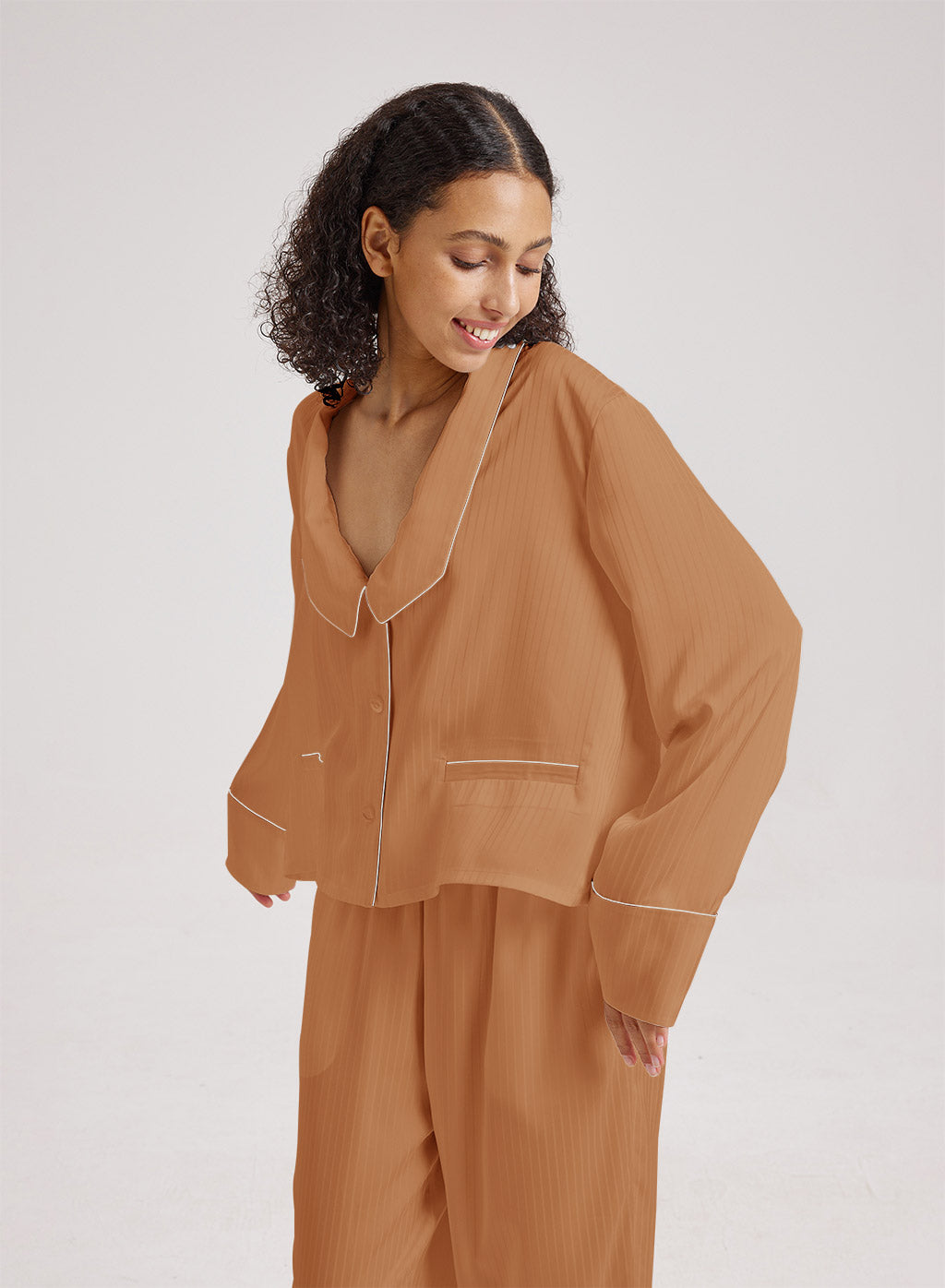 Statement Collar Cropped Pajama Top