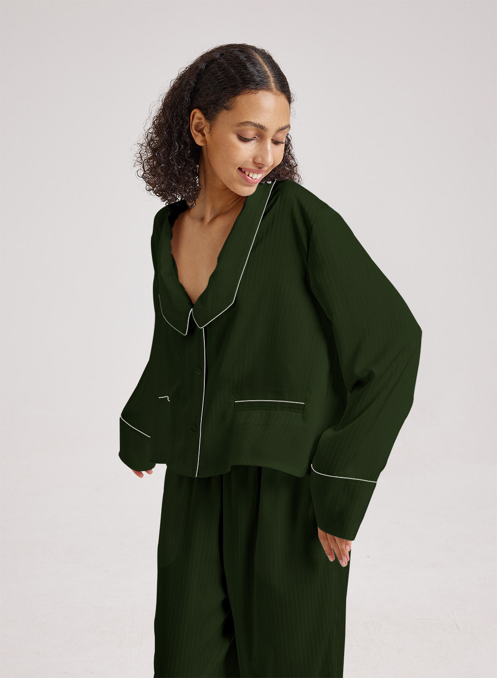 Statement Collar Cropped Pajama Top