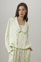 Statement Collar Cropped Pajama Top