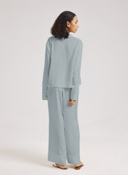 Statement Collar Cropped Pajama Top
