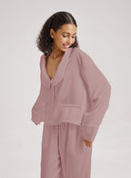 Statement Collar Cropped Pajama Top