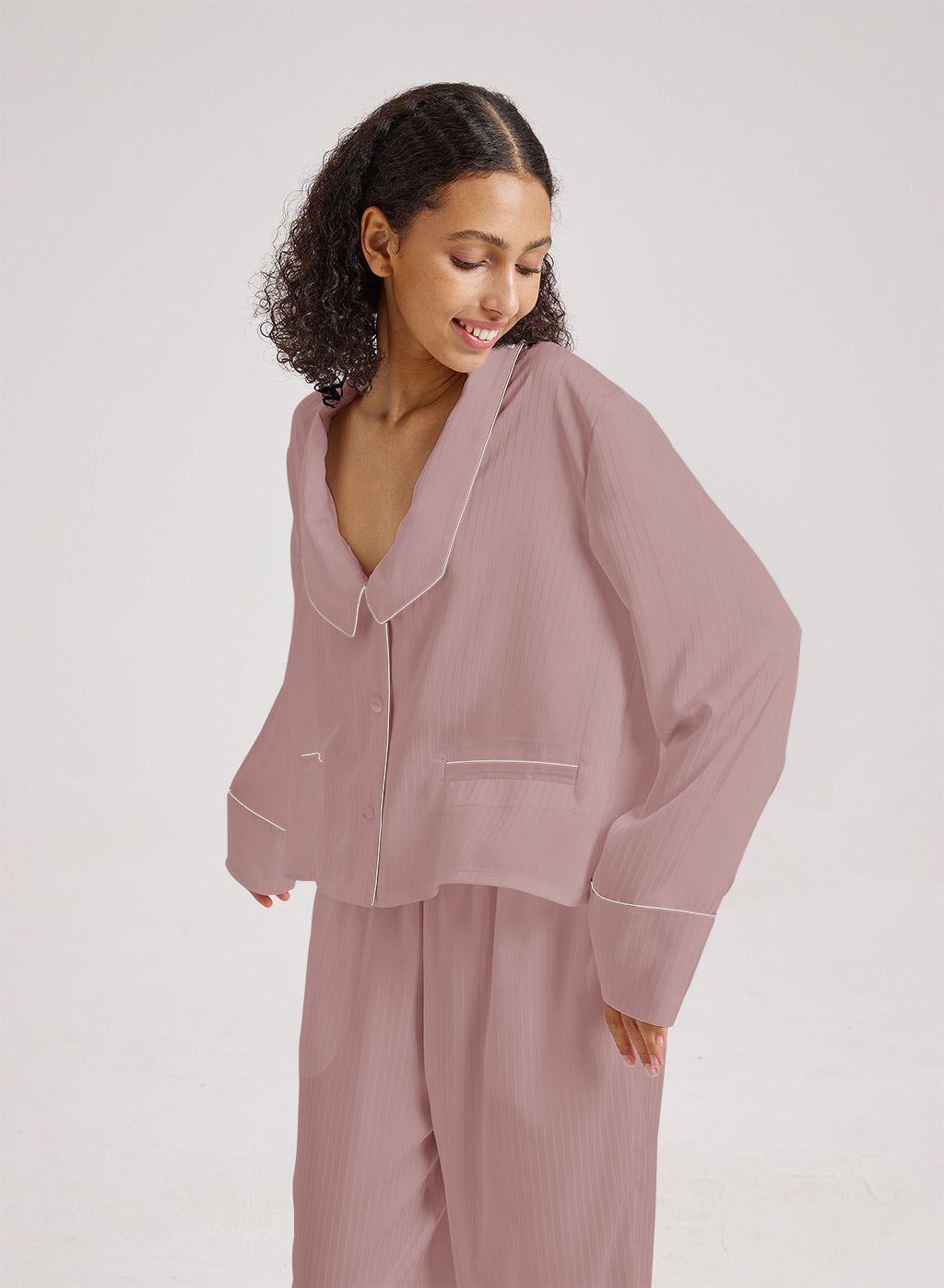 Statement Collar Cropped Pajama Top