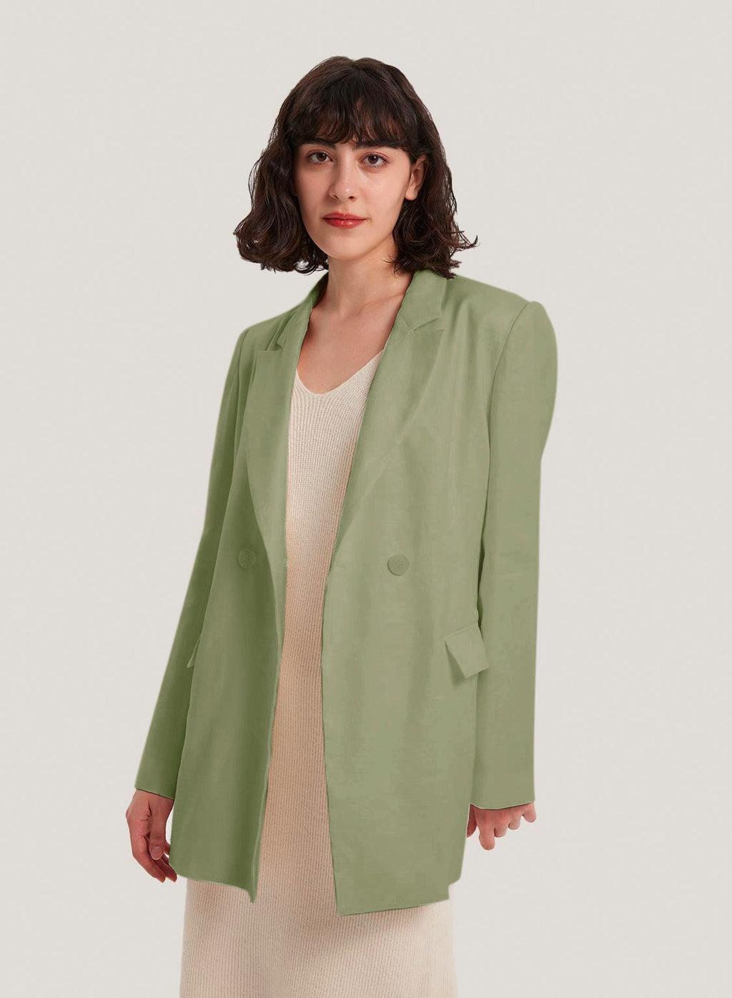 Tailored Linen-Blend Blazer