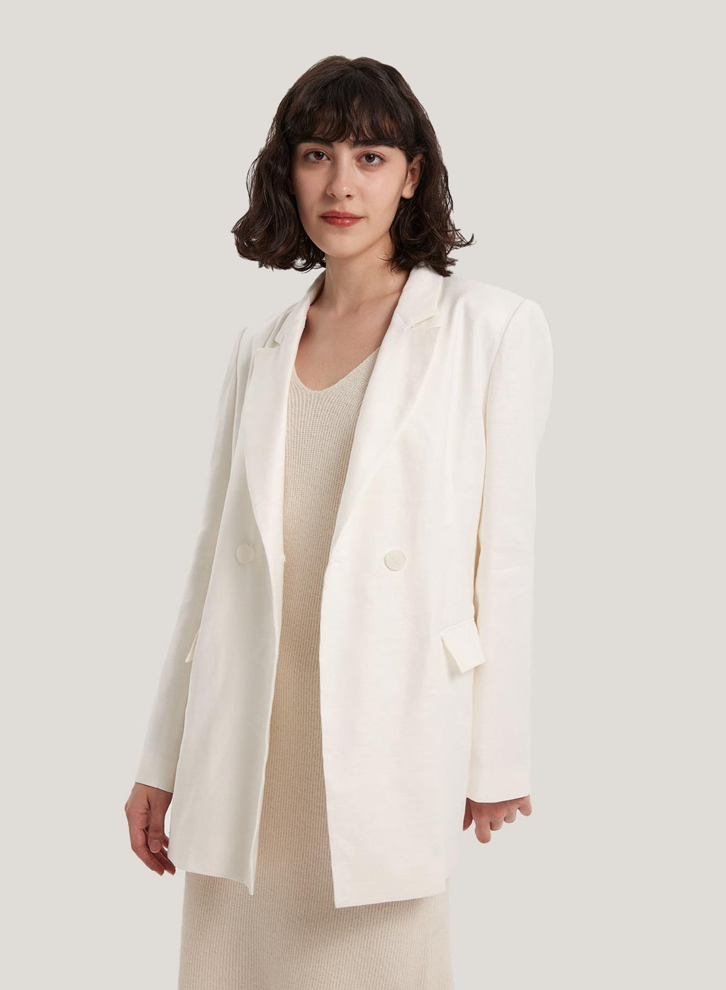 Tailored Linen-Blend Blazer