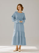 Crewneck Tiered Cotton Dress