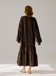 Crewneck Tiered Cotton Dress