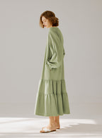 Crewneck Tiered Cotton Dress