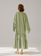 Crewneck Tiered Cotton Dress