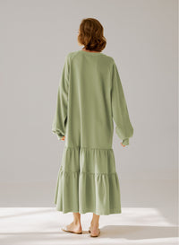 Crewneck Tiered Cotton Dress