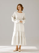 Crewneck Tiered Cotton Dress
