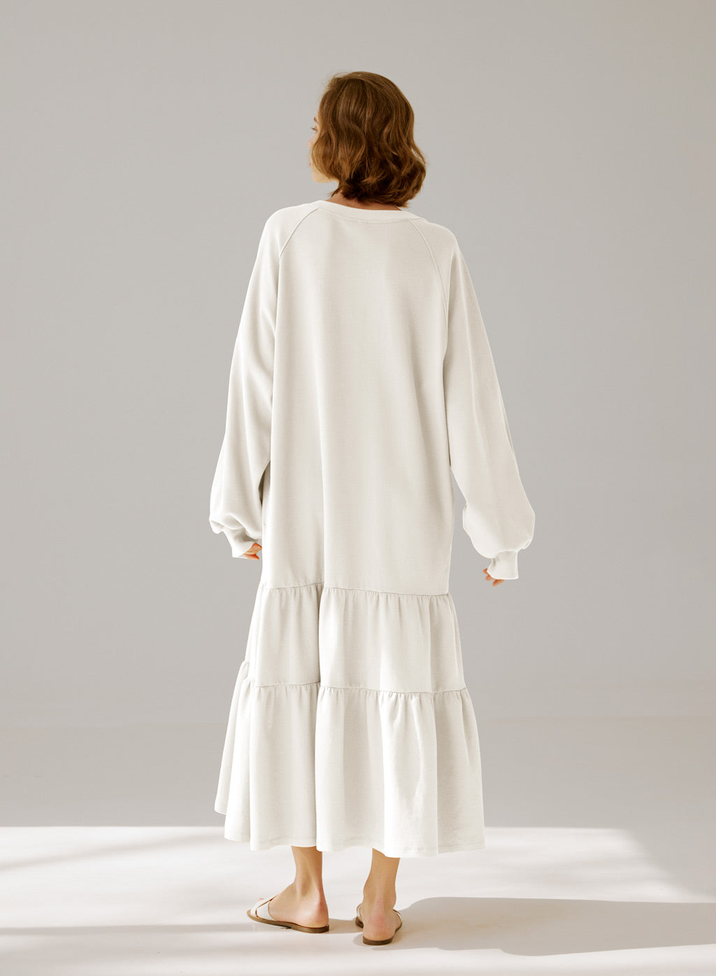 Crewneck Tiered Cotton Dress