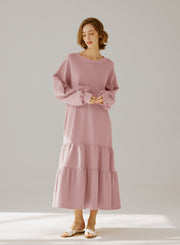 Crewneck Tiered Cotton Dress