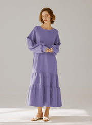 Crewneck Tiered Cotton Dress