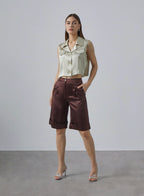 Turn-up Cuff Silk Bermuda Shorts