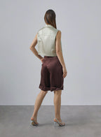 Turn-up Cuff Silk Bermuda Shorts