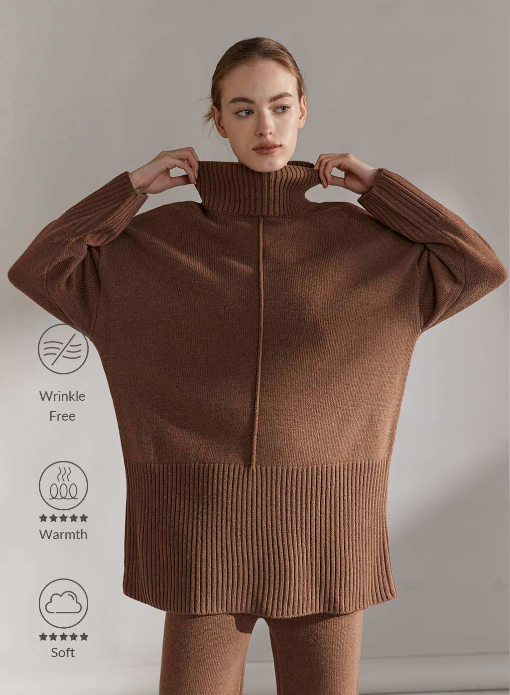 Turtleneck Ribbed Jersey Sweater