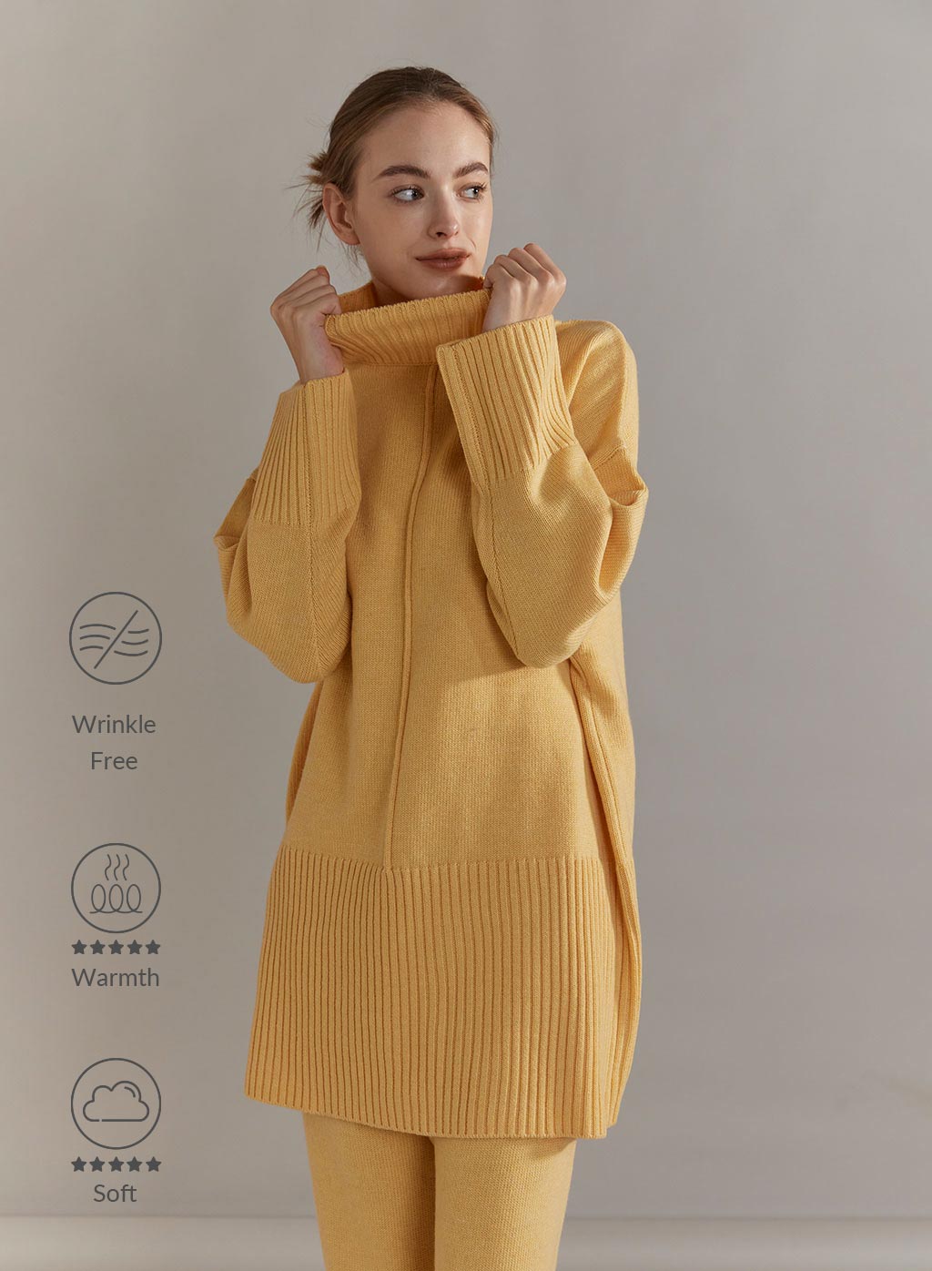 Turtleneck Ribbed Jersey Sweater