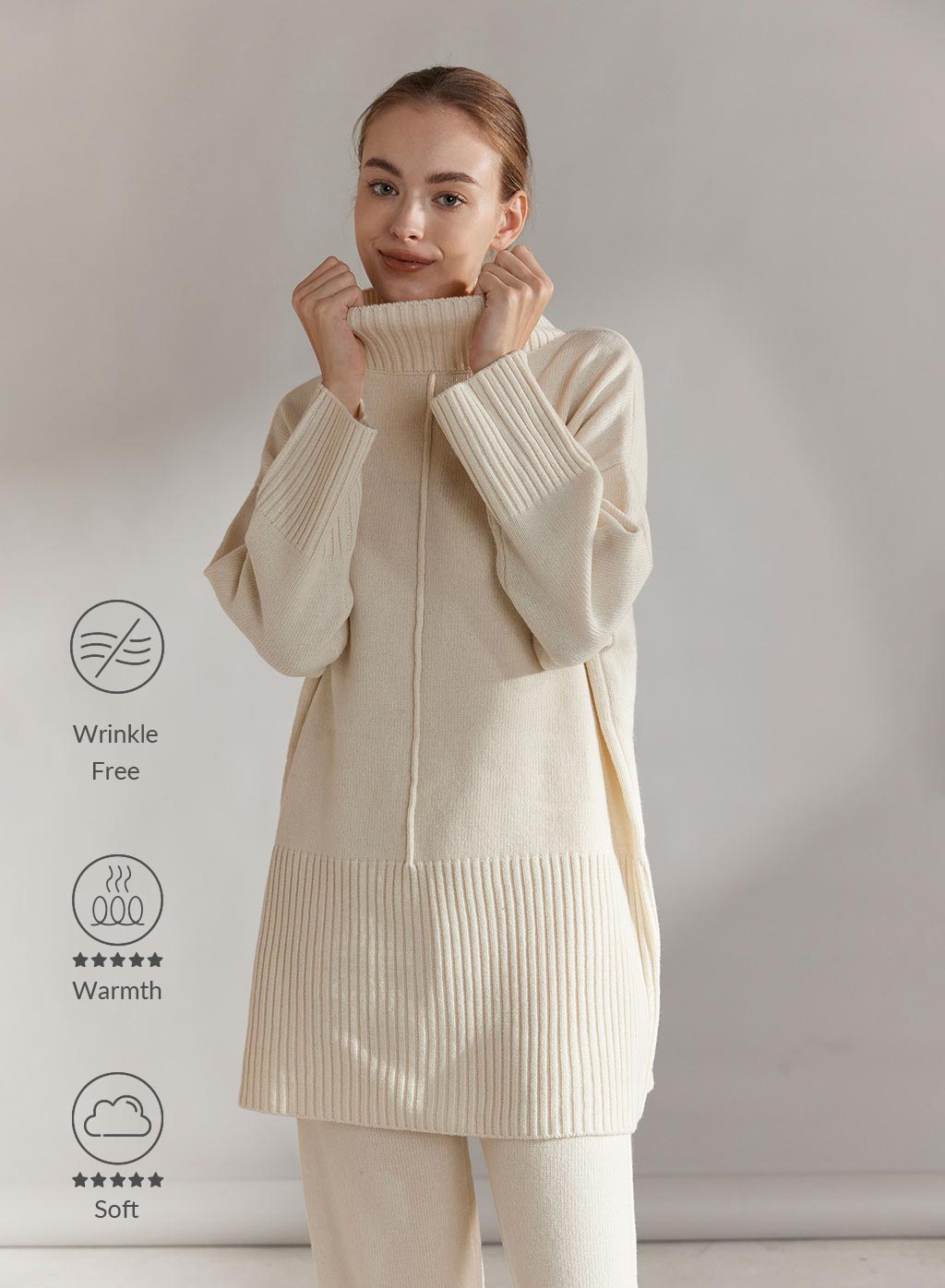 Turtleneck Ribbed Jersey Sweater