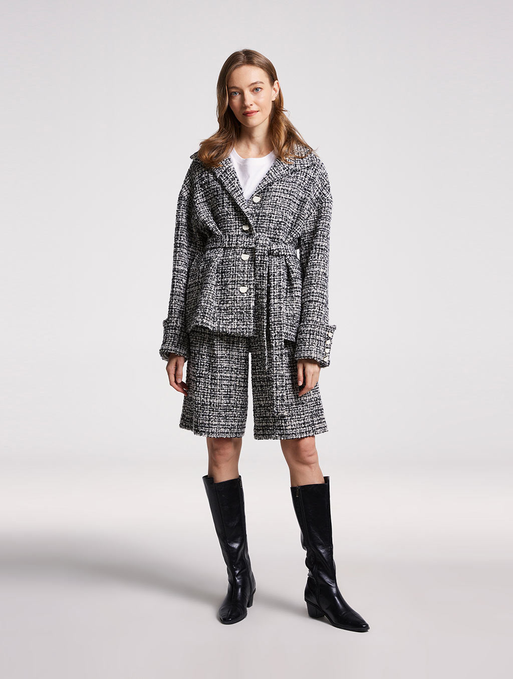 Tweed Belted Coat