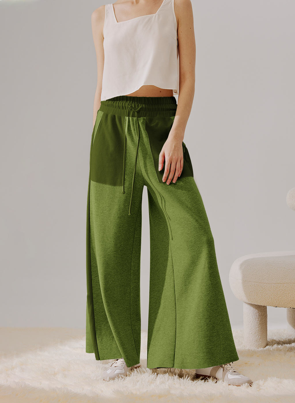 Two-Tone Wide Leg Pants