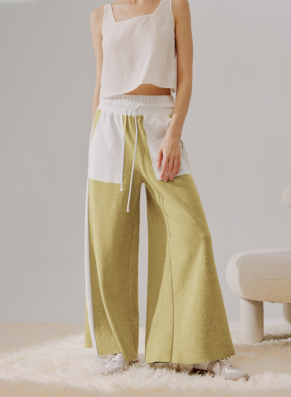Two-Tone Wide Leg Pants