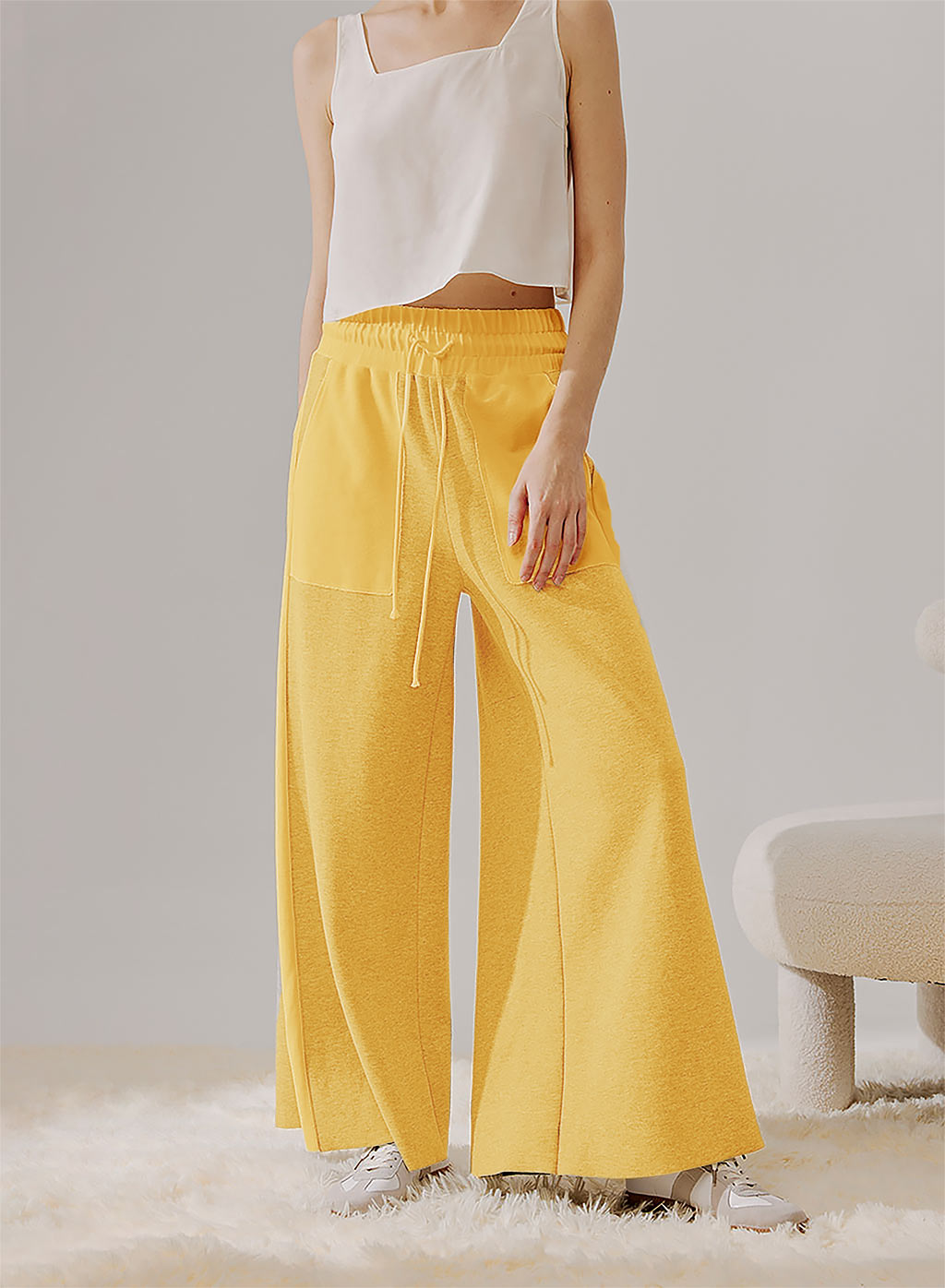 Two-Tone Wide Leg Pants