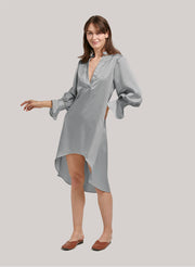 V-neck Asymmetric Long-Sleeve Dress – Nap Loungewear Dresses