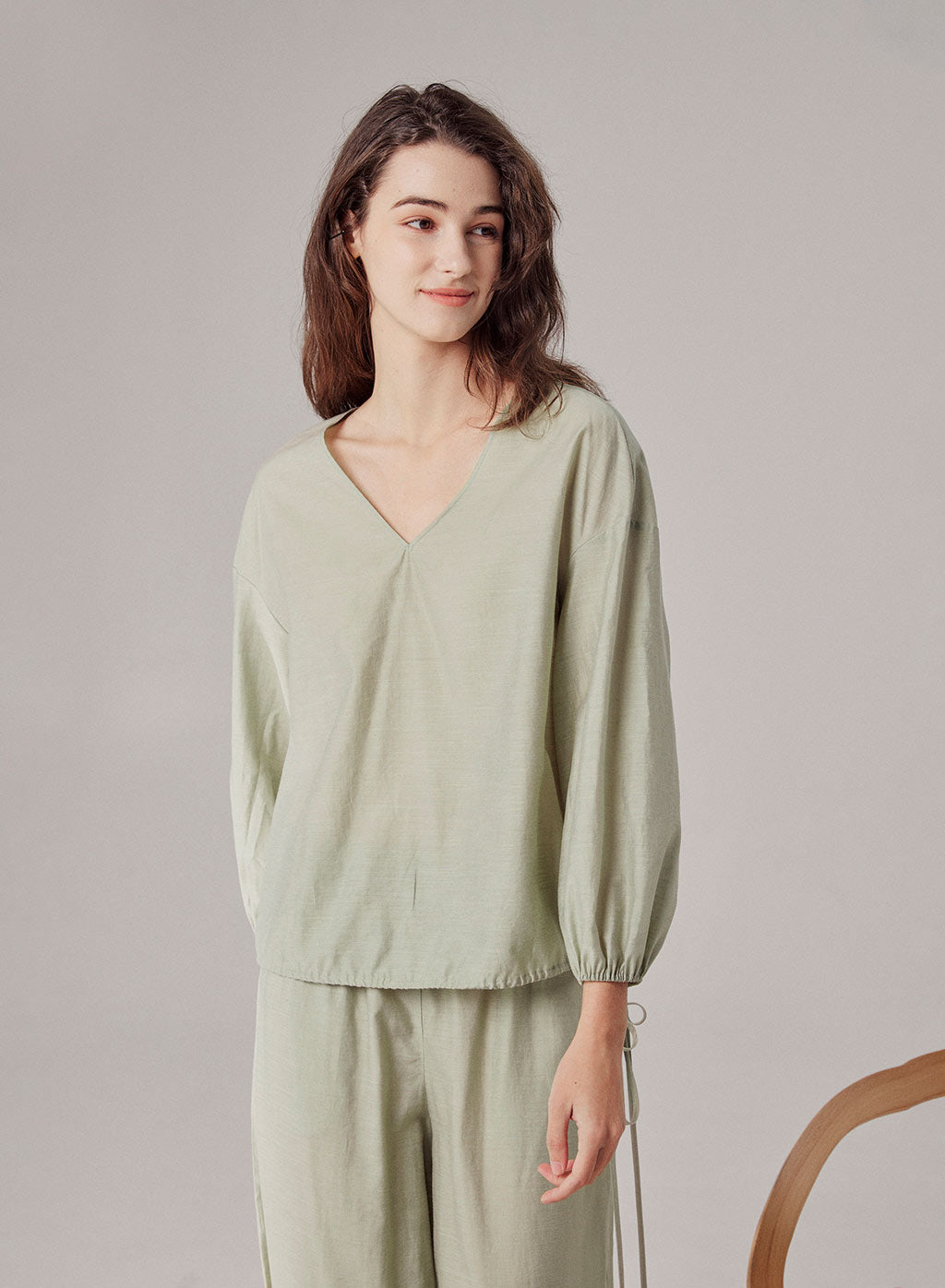 V-Necked Puff Sleeve Top