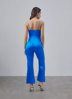 Waist Lace-up Silk Jumpsuit