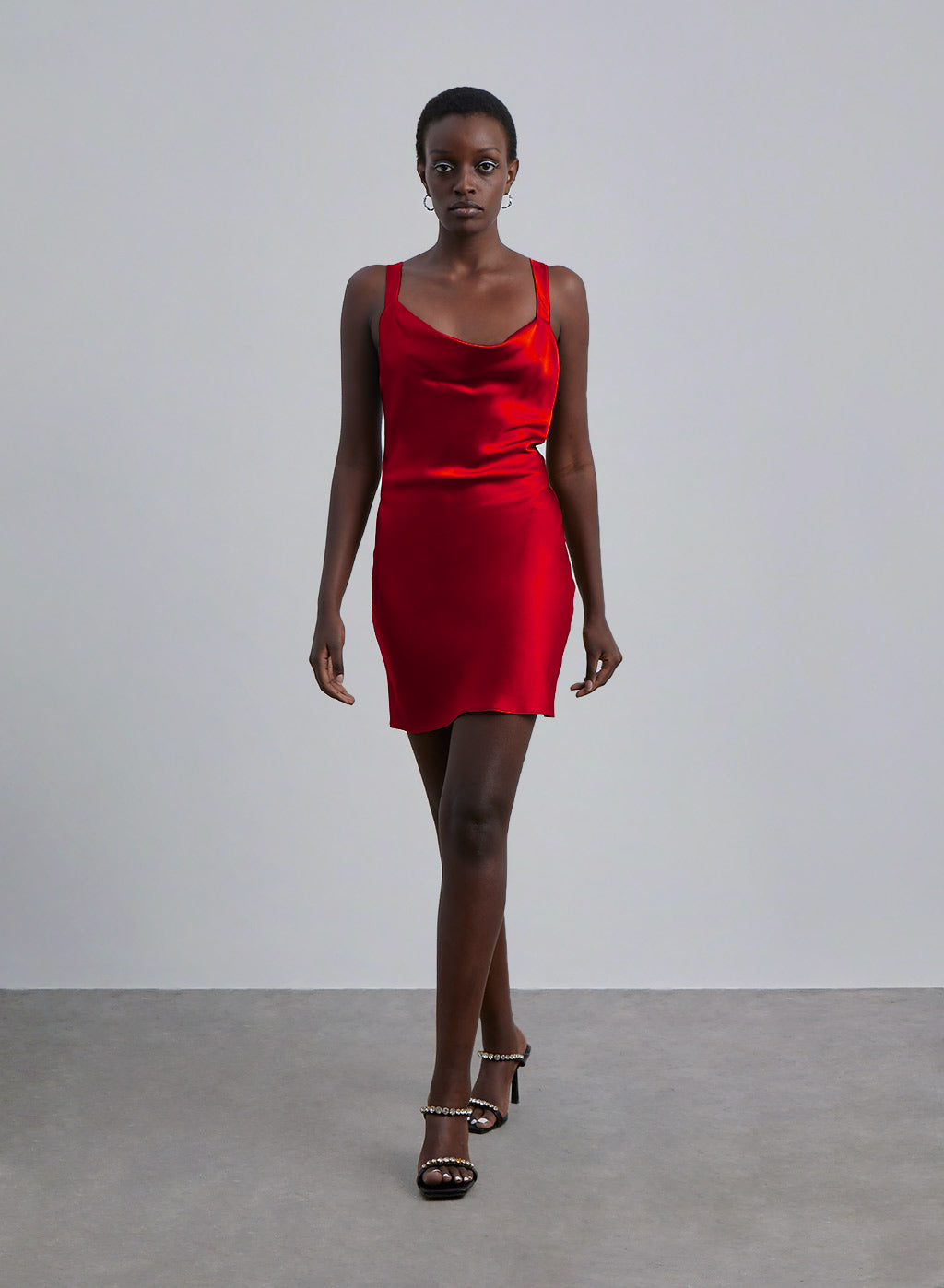 Wide Strap Silk Mini Dress