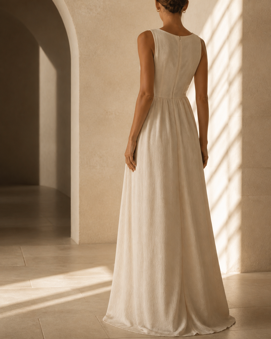 NAP dresses in a quiet architectural setting