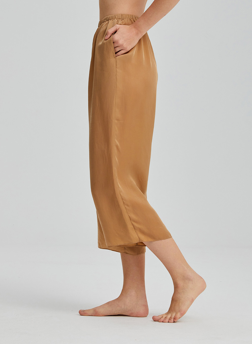 Women Rayon Wide-Leg Pants - Elastic Waist Trousers - NAP