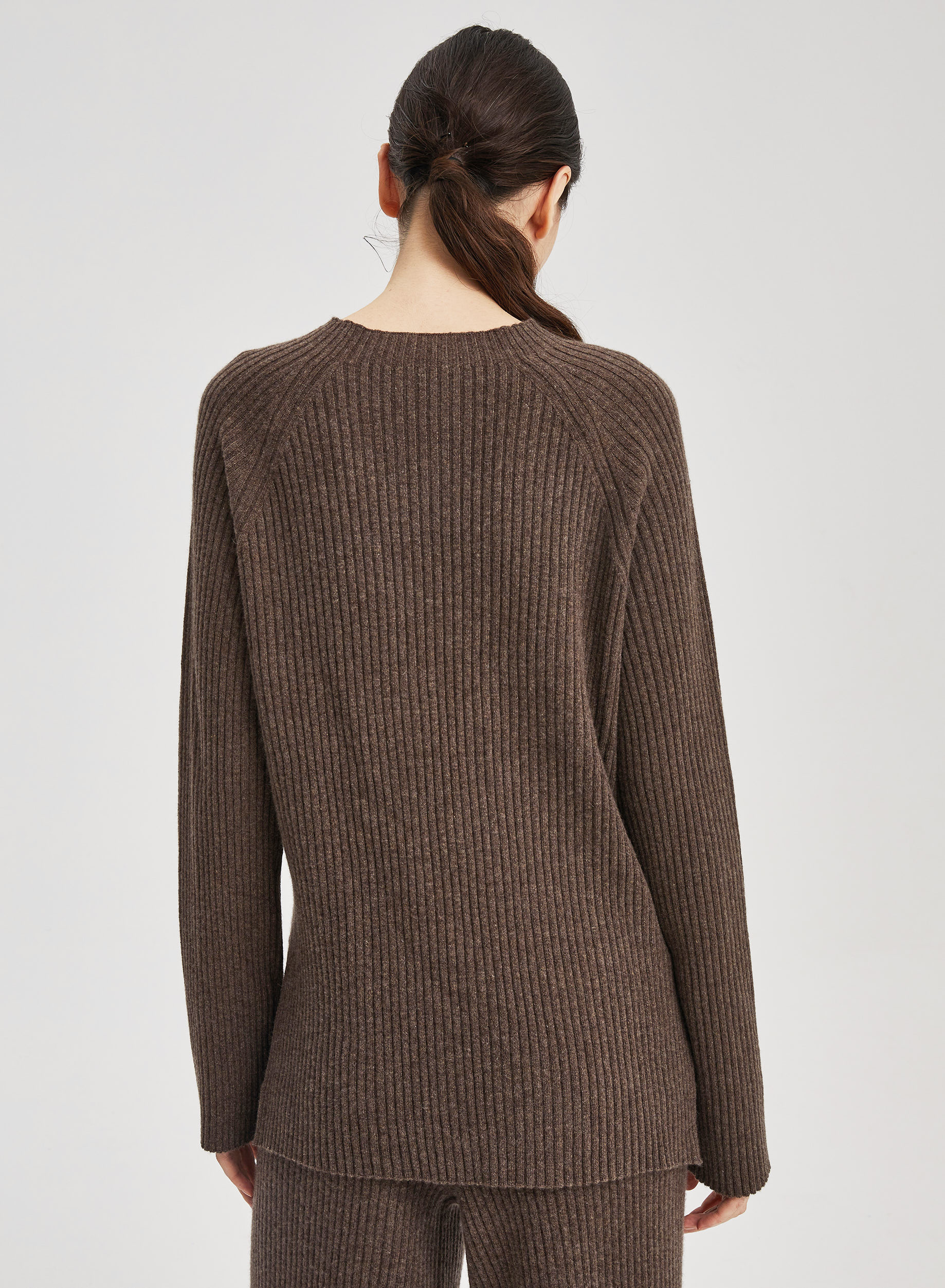 100% Cashmere Rib-Knit Crew Neck Pullover | Nap Loungewear