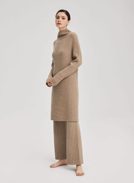 Cashmere Turtleneck Long Pullover Sweater Set