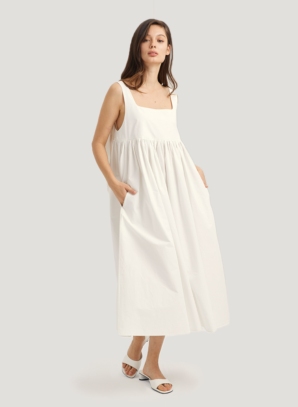 White Loose Summer Midi Dress