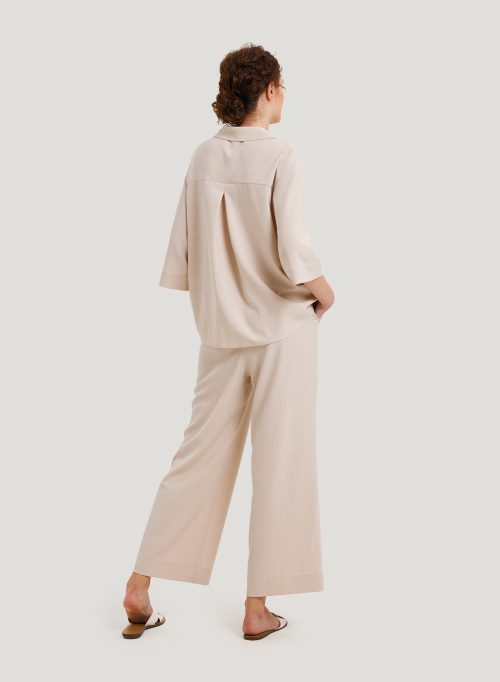 Notch Collar Shirt & Palazzo Pants | 2-Piece Homewear | Nap Loungewear
